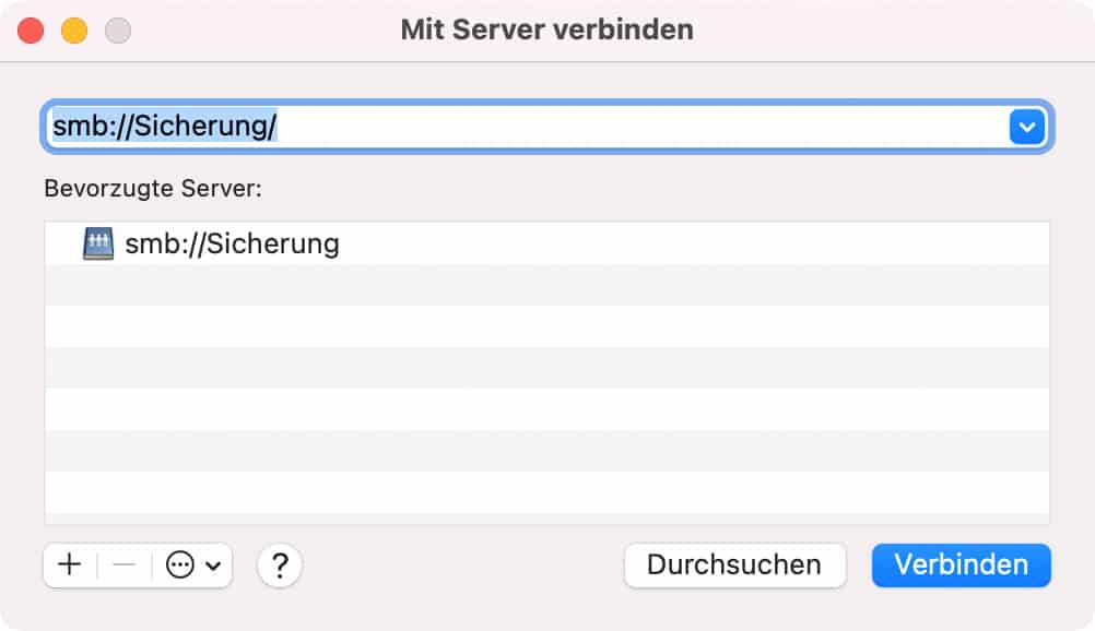 Mit Synology für Time Machine Backup verbinden