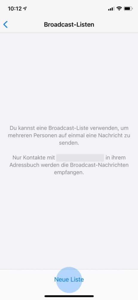 WhatsApp Kontakt weiterleiten über Broadcast Liste