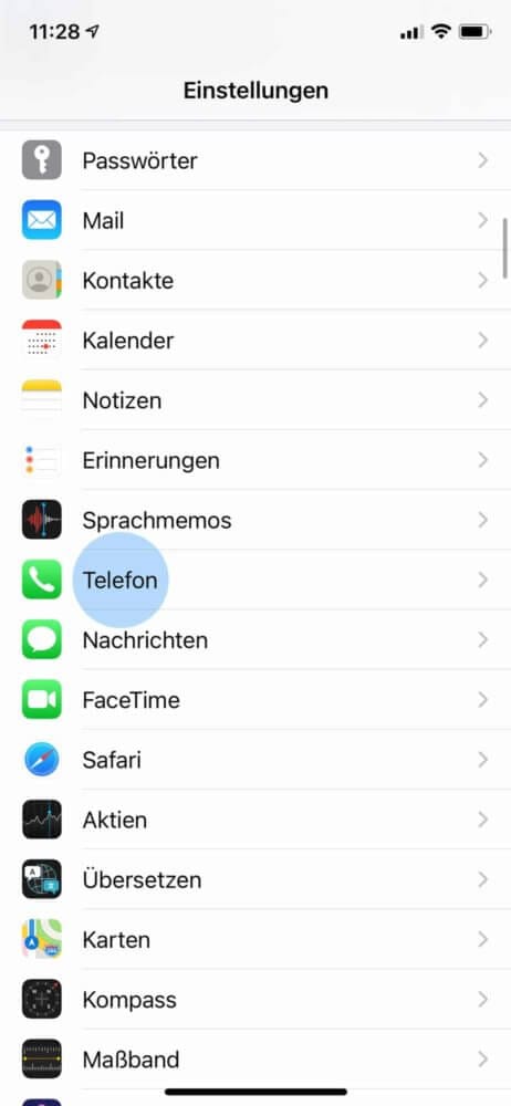 Öffne die Telefon-Einstellungen
