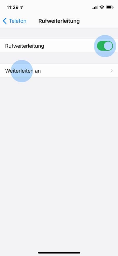 Aktiviere Anrufweiterleitung iPhone