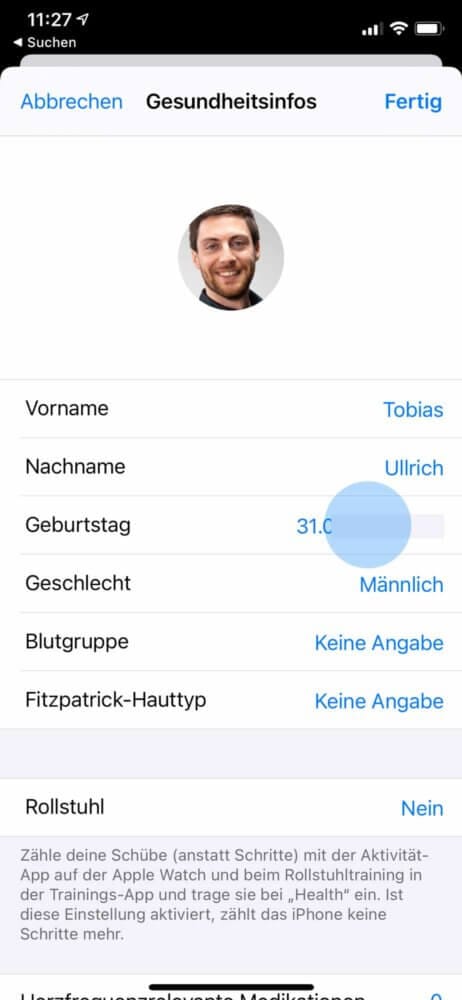 Geburtsdatum ändern
