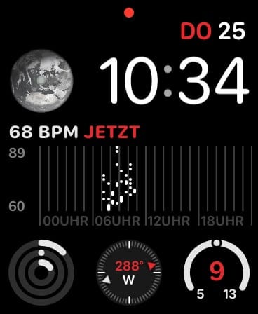 Apple Watch Puls messen auf Zifferblatt anzeigen