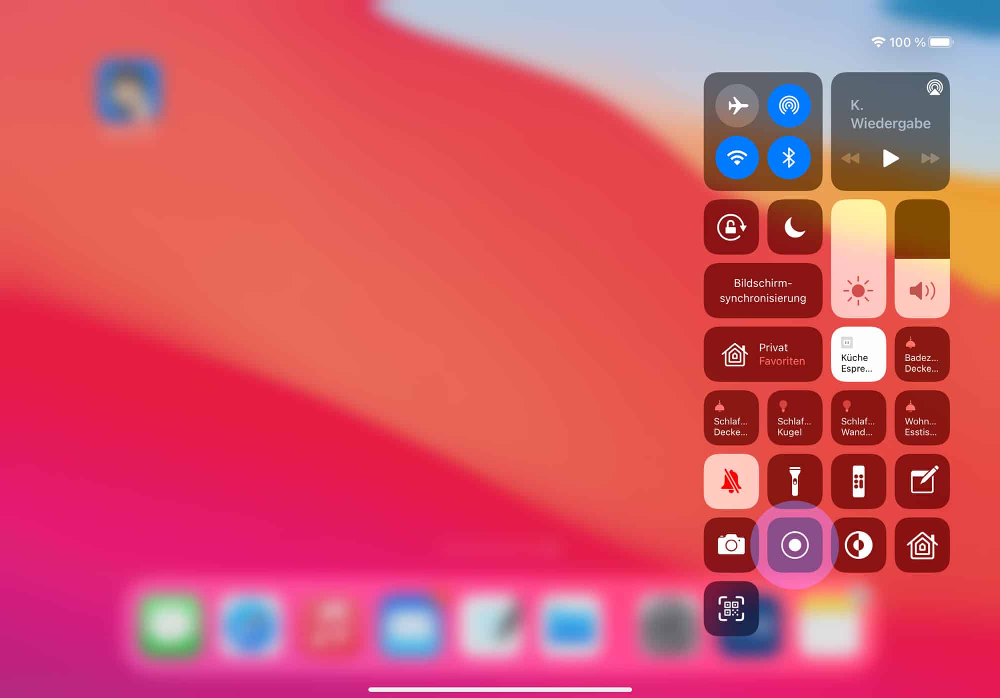 Symbol für iPad Bildschirmaufnahme vorhanden?