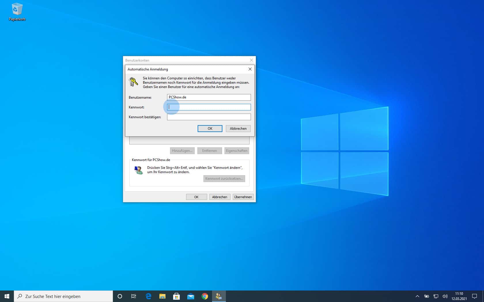 Windows 10 Passwort entfernen