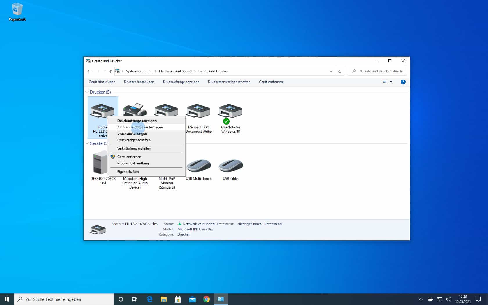 Windows 10 Standarddrucker festlegen