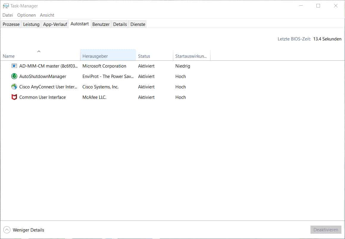 Windows 10 startet langsam – Autostart aufräumen
