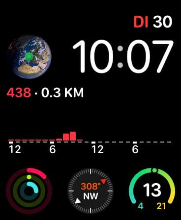 Apple Watch Schrittzähler auf dem Zifferblatt