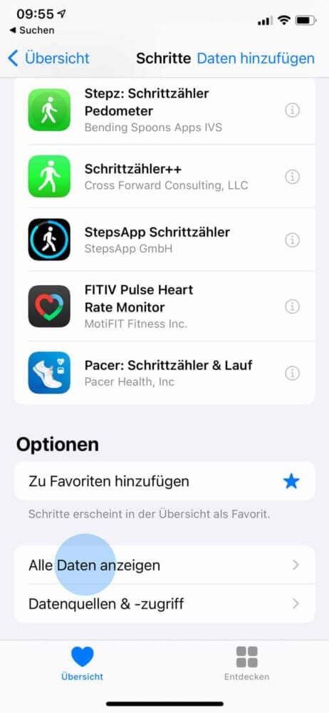 Priorität der Schrittzähler ändern