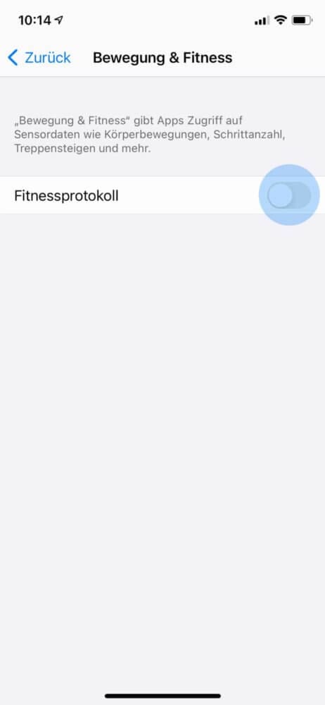 Fitnessprotokoll für Apple Watch Schrittzähler aktivieren