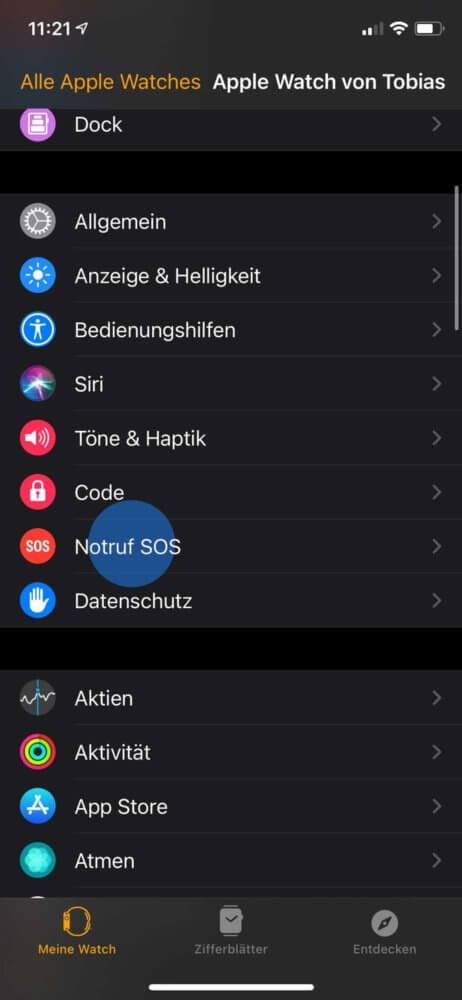 Apple Watch Sturzerkennung einstellen