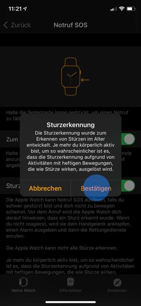 Die Auswahl bestätigen