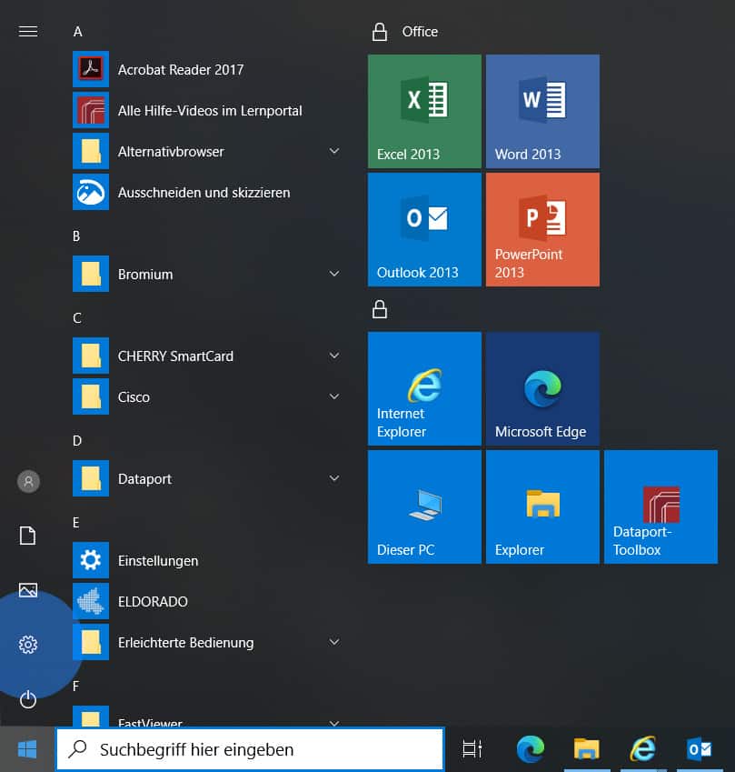 Einstellungen von Windows 10 öffnen