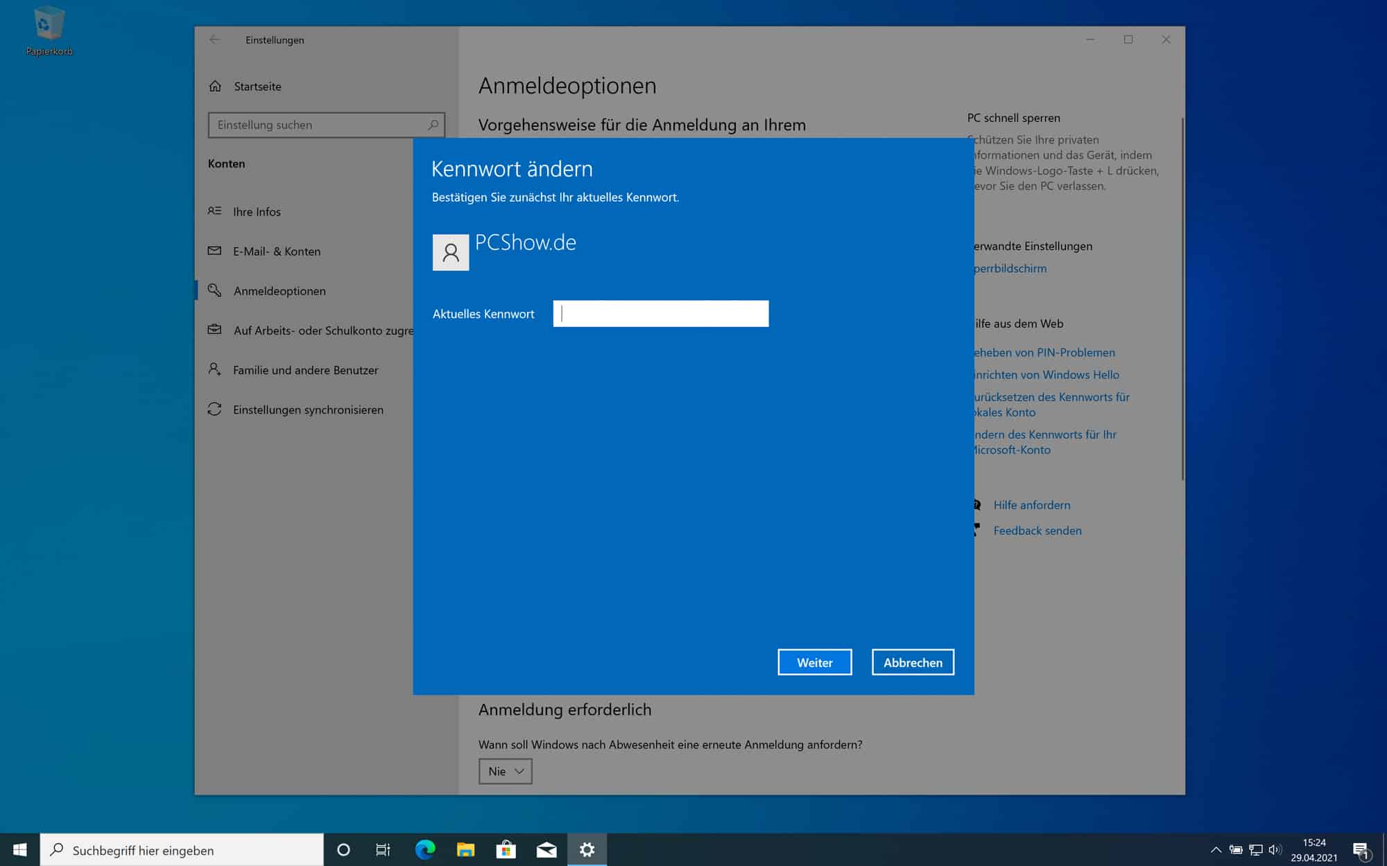 Passwort ändern Windows 10