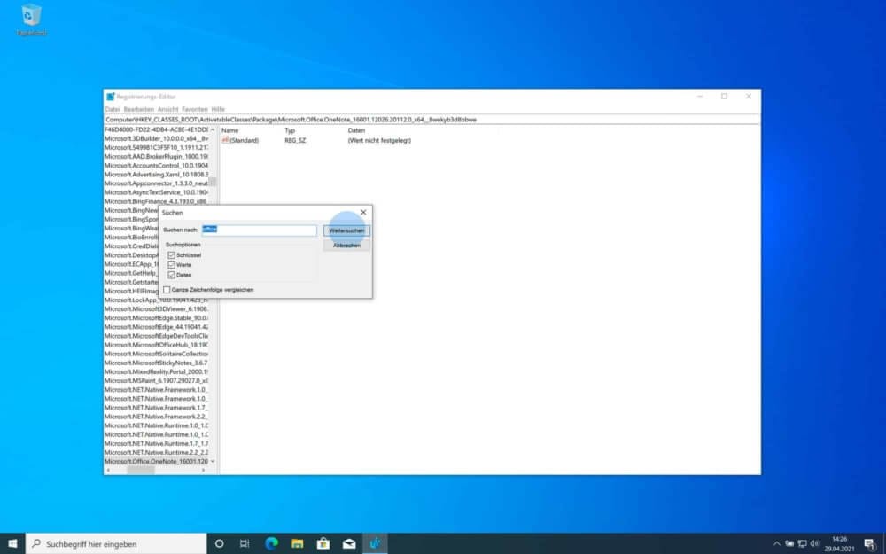 Programme deinstallieren Windows 10 über Registry