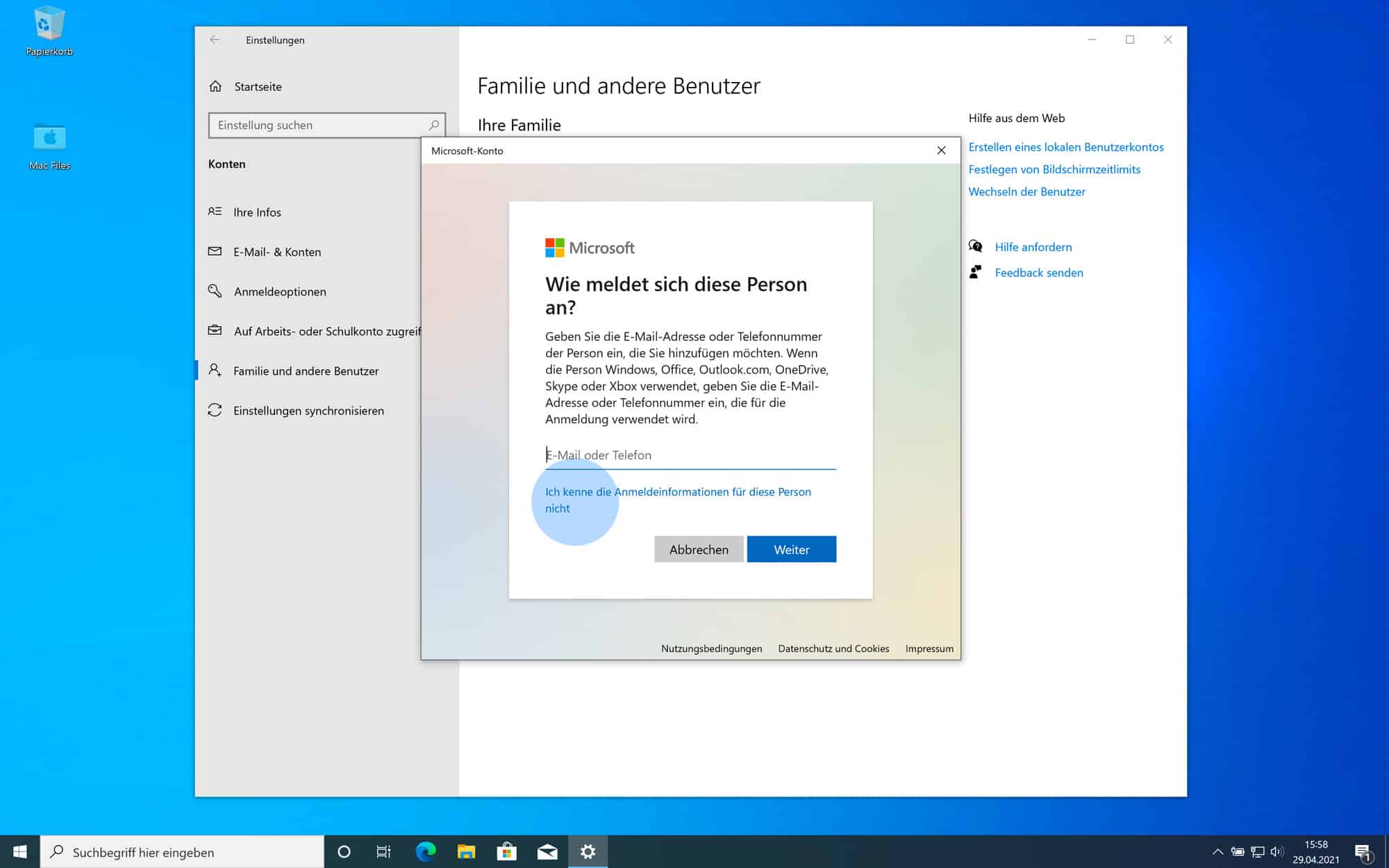 Windows 10 Benutzer anlegen