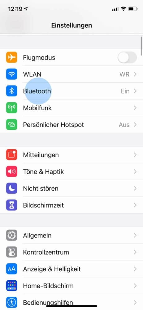 Bluetooth-Einstellungen am iPhone öffnen
