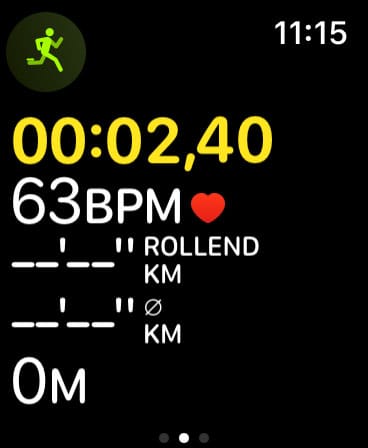 Apple Watch Training gestartet