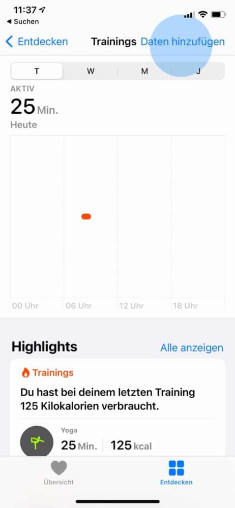 Daten hinzufügen wählen