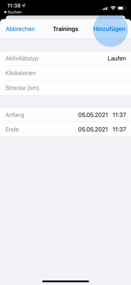 Apple Watch Training hinzufügen