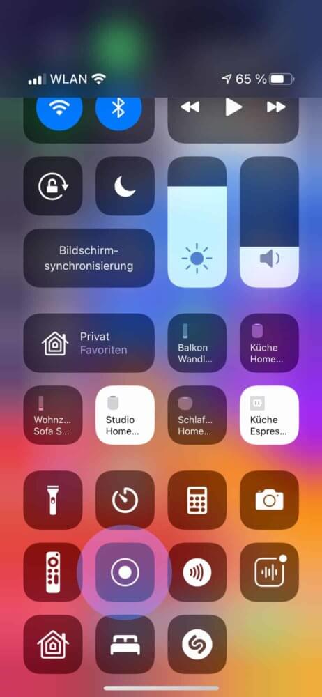 Bildschirmaufnahme iPhone starten