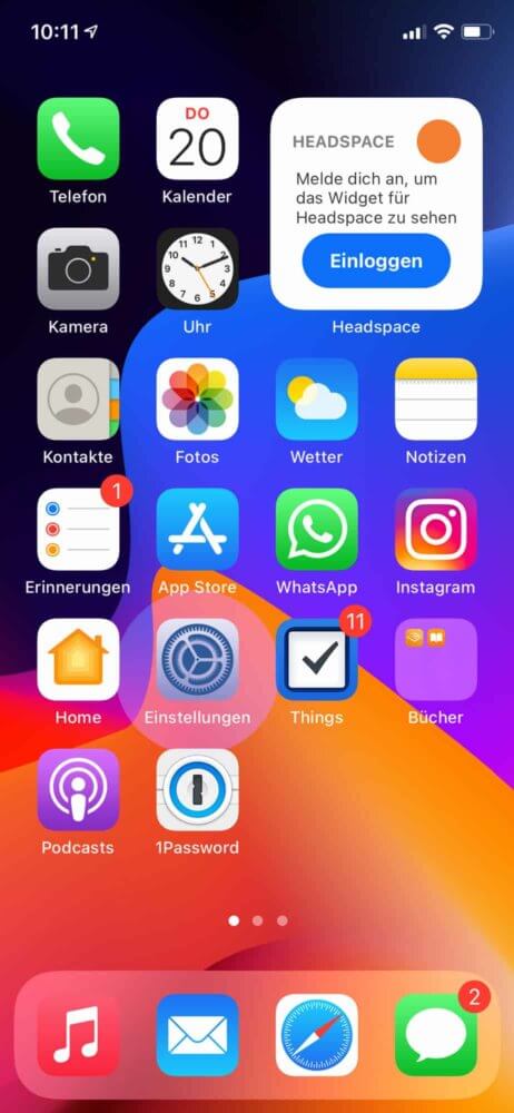 Einstellungen am iPhone öffnen