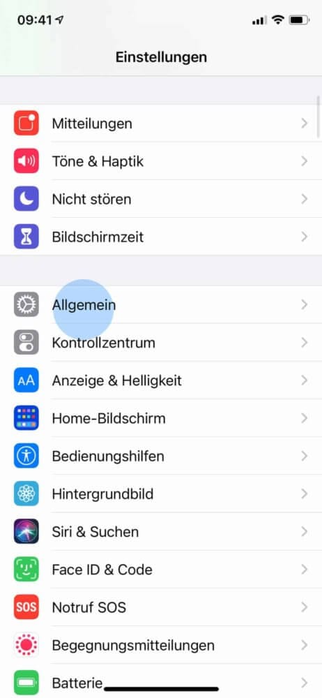 Einstellungen vom iPhone öffnen