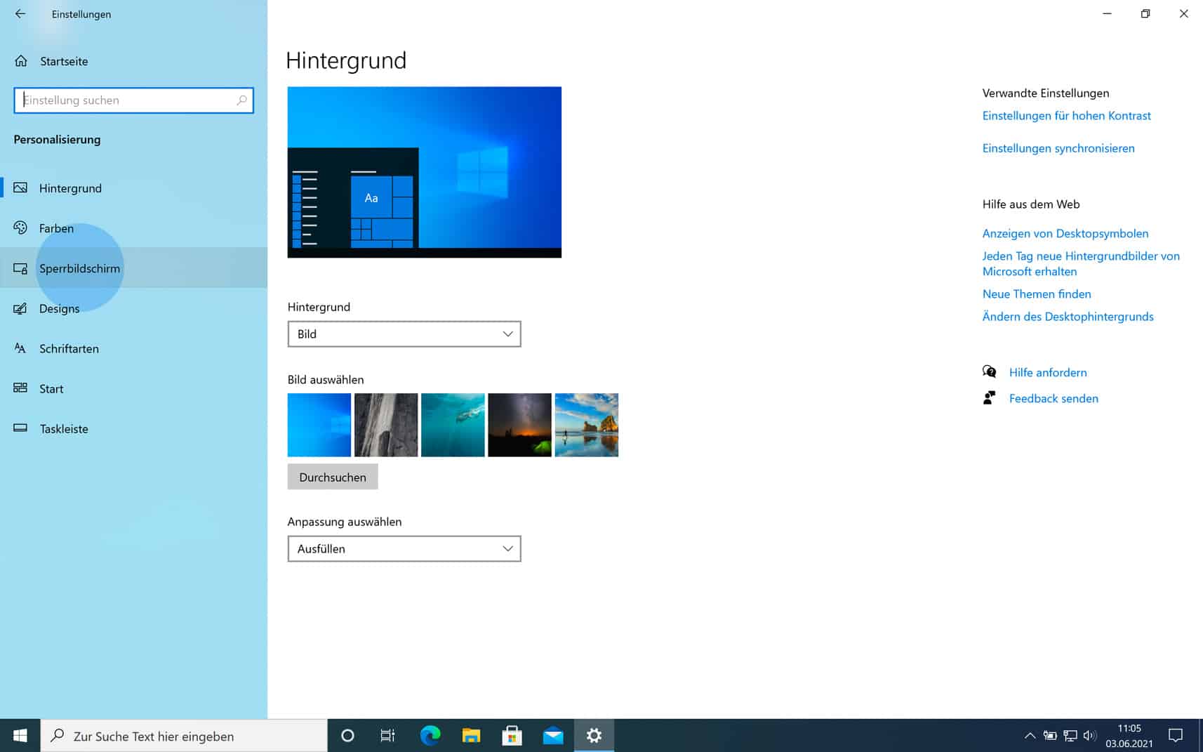 Windows 10 Bildschirmschoner Einstellungen öffnen