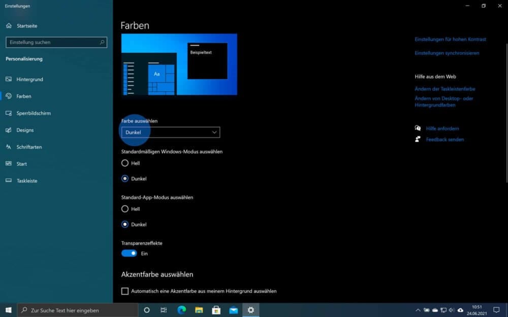 Windows 10 Dark Mode aktivieren