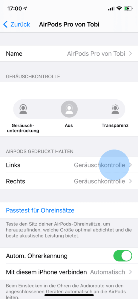 AirPods Pro Einstellungen