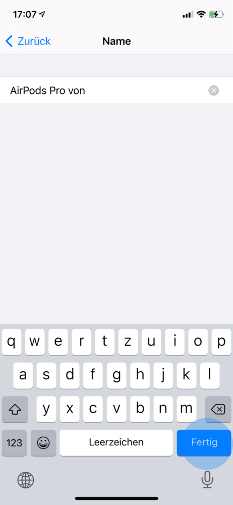 Namen der Kopfhörer ändern