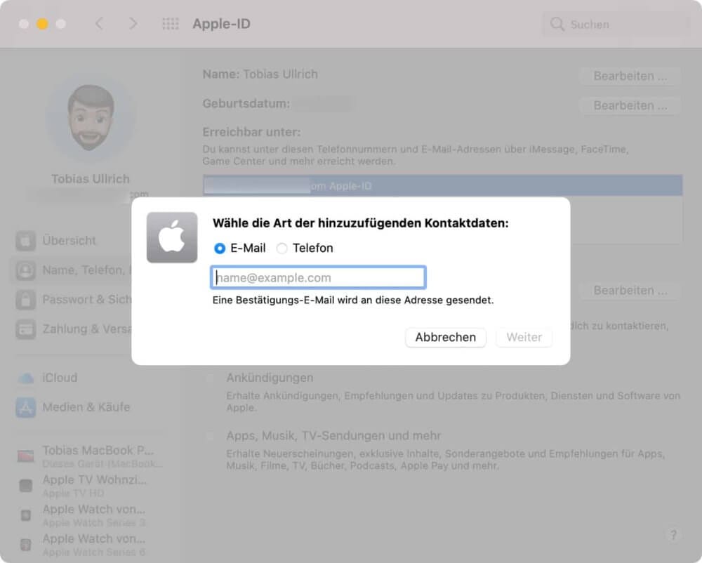 Apple ID ändern am Mac