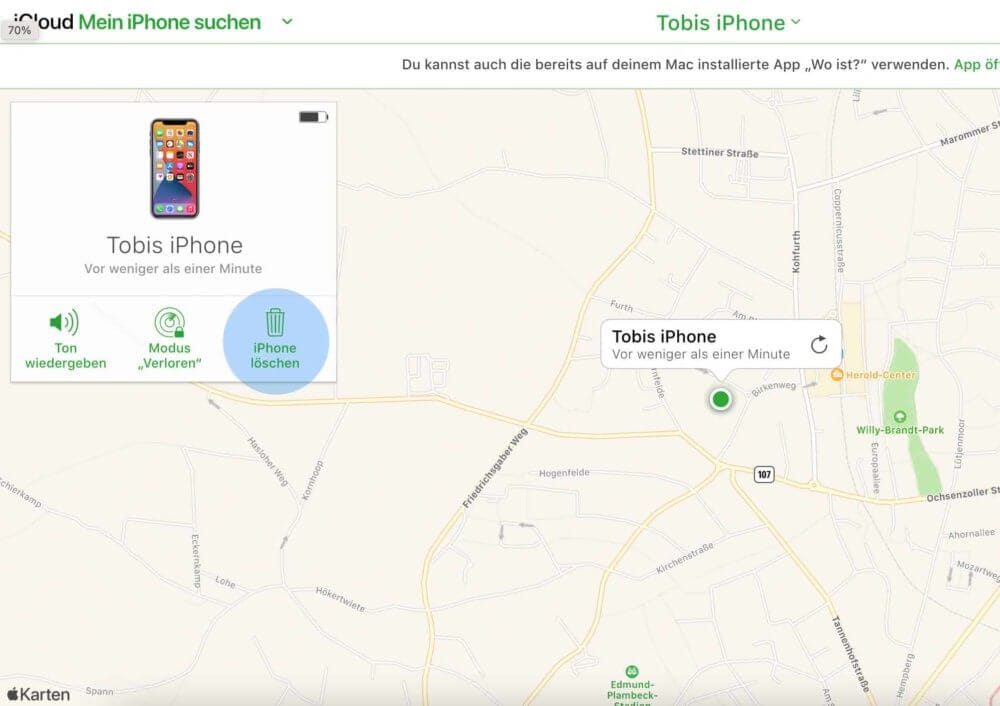 iPhone Code vergessen