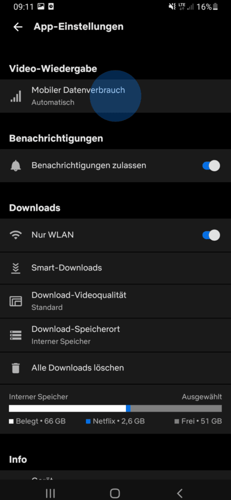 Einstellungen der Datennutzung bei Netflix ändern