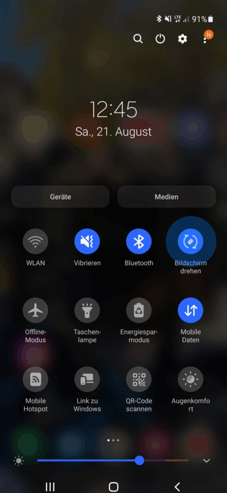 Auf Android Bildschirm drehen