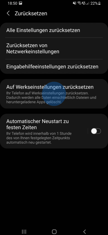 Android Smartphone auf Werkeinstellungen zurücksetzen