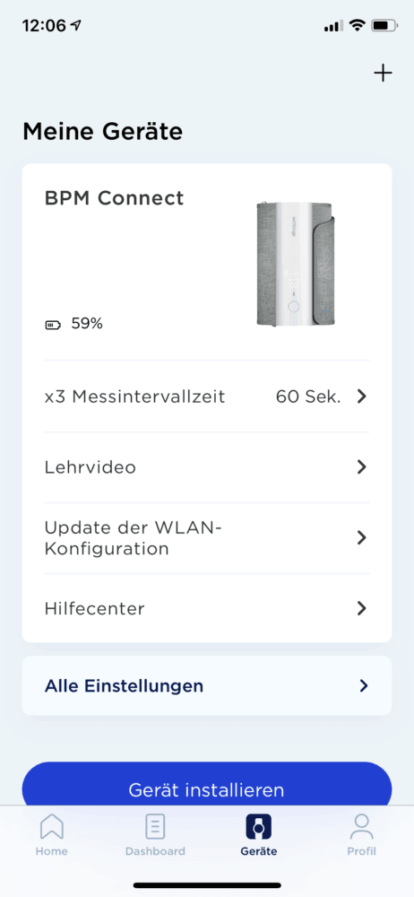 Blutdruckmessgerät anmelden