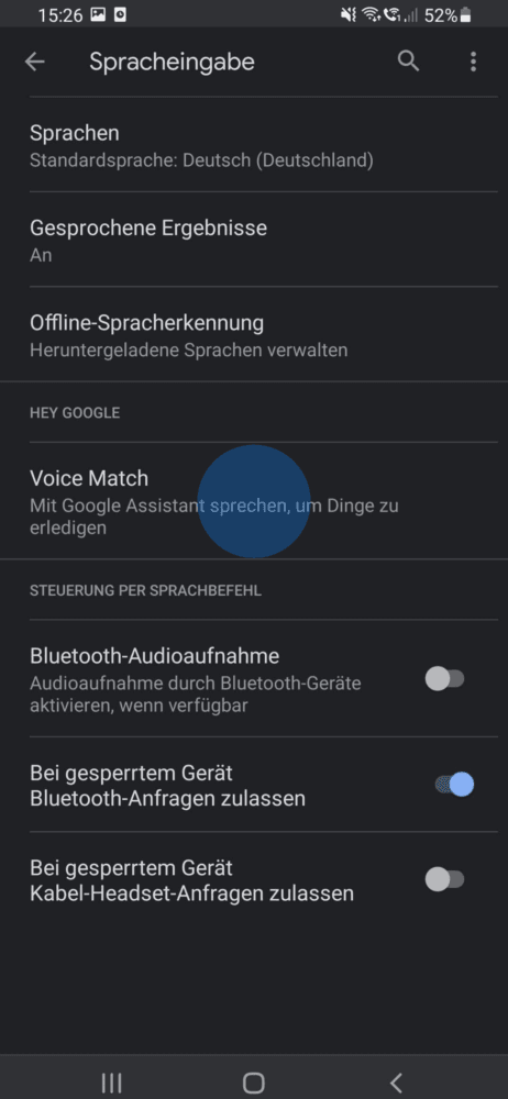 Hier kannst du deine Google Sprachfunktion aktivieren