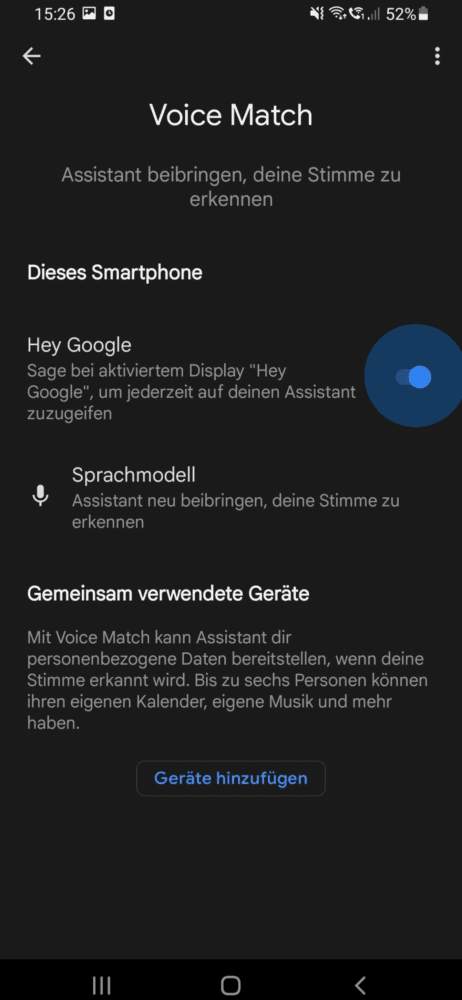 OK Google über mein Gerät einrichten mit Android