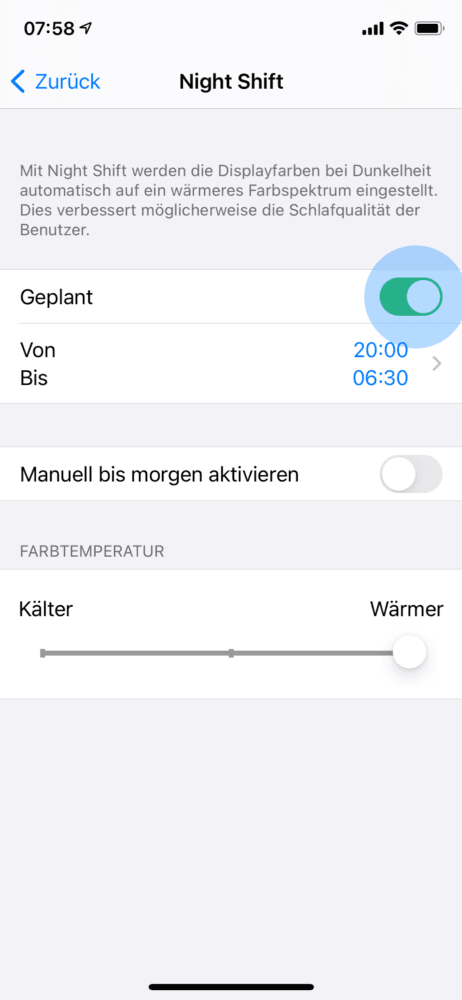 Night Shift iPhone - So findest du ihn in dein Einstellungen