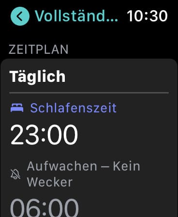 Einstellungen der Schlaf App ändern