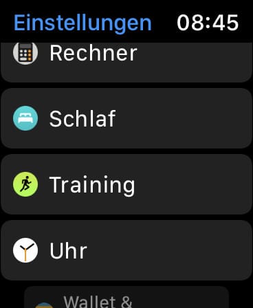 Einstellungen an der Apple Watch öffnen