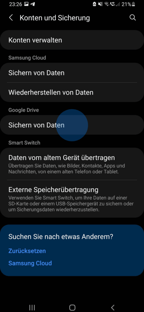 Auf dem Smartphone Daten sichern