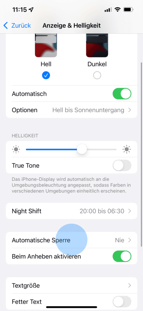Beim iPhone automatische Sperre benutzen