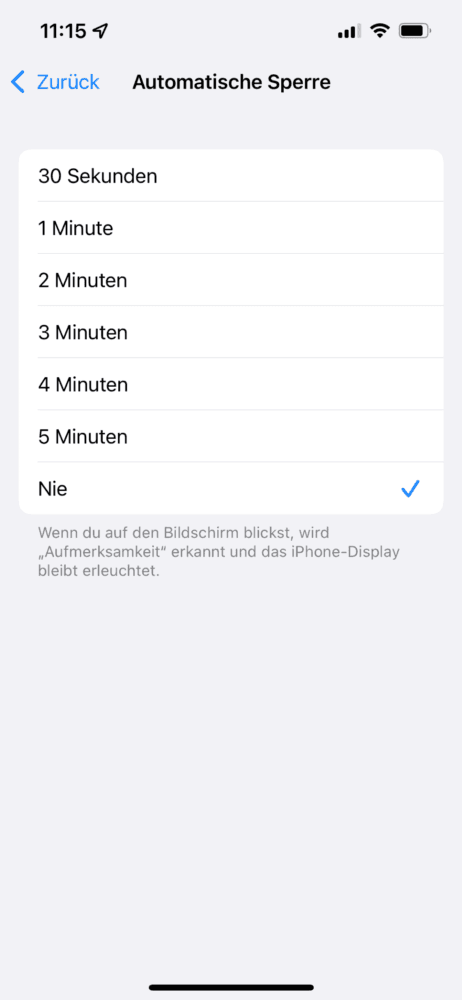 iPhone automatische Sperre aktivieren
