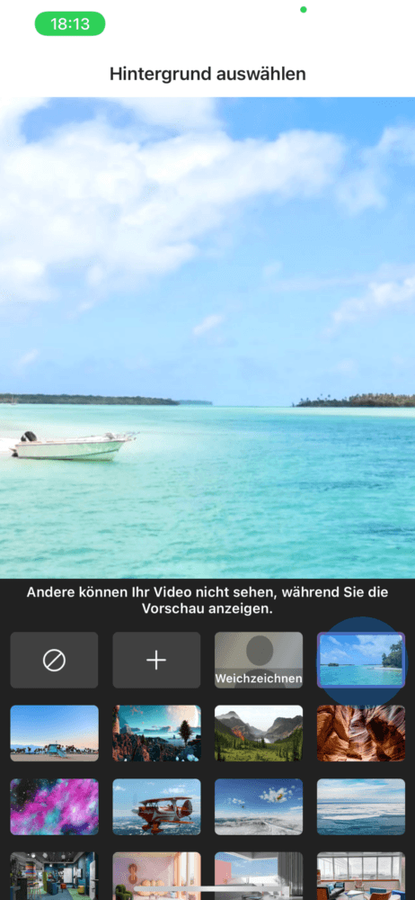 Im Videocall am Handy Background wechseln