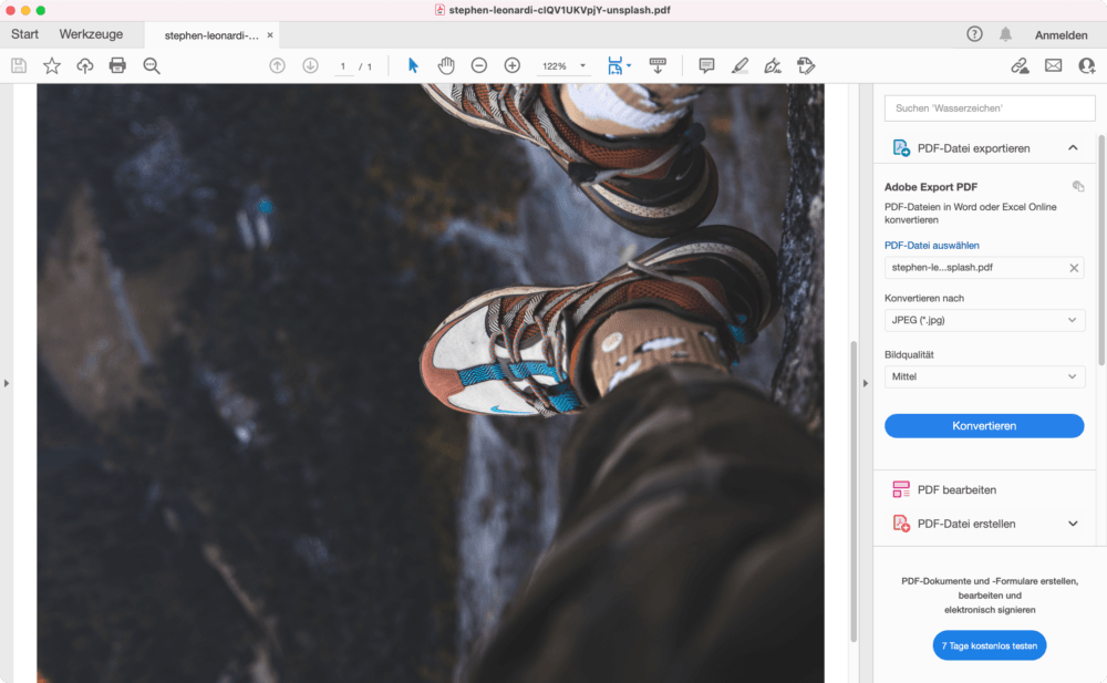 Datei auf dem Mac in Bild umändern