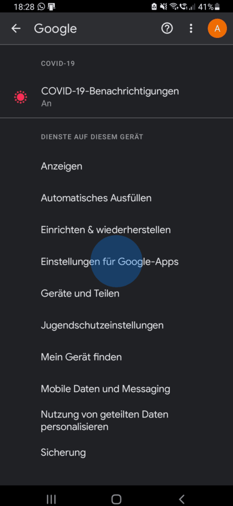 Google Synchronisierung aktivieren