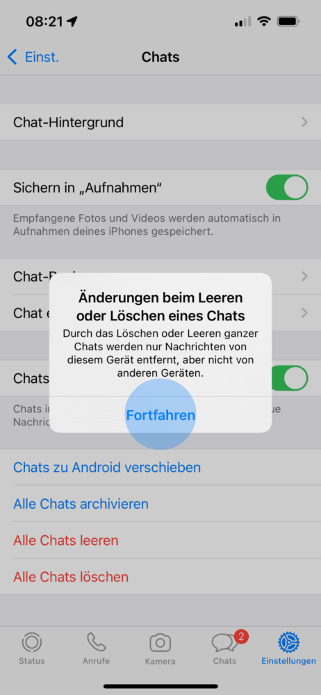 Whatsapp Chat löschen 