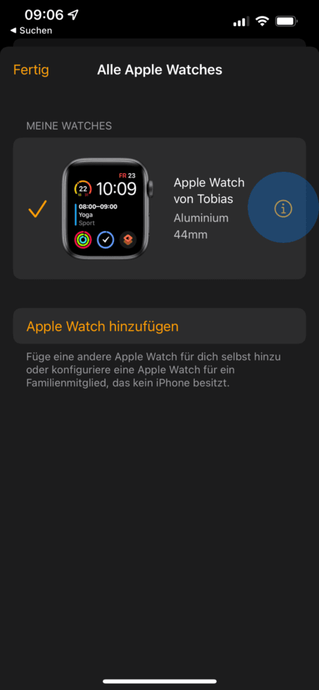 Apple Watch Aktivierungssperre aktivieren