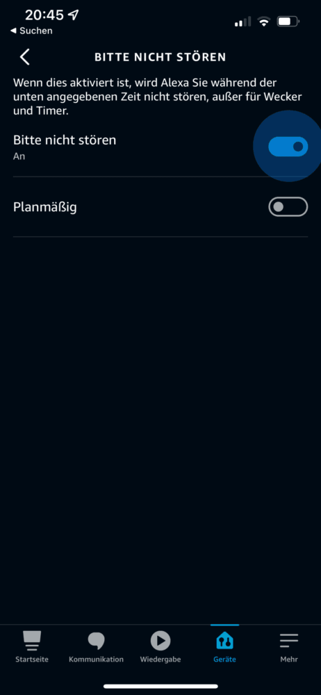 Beim Echo Dot bitte nicht stören deaktivieren